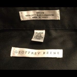 Geoffrey Beene black sateen dress shirt X-large XL 17 1/5 34/35